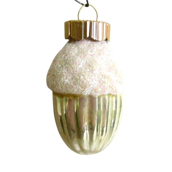 8 Vintage Martha Stewart Acorn Glass Christmas Ornaments with Glittered Caps - Picture 3 of 5